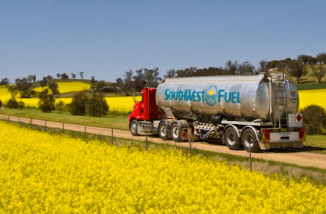 fuel tanker truck in the countryside