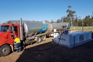 Fuel tanker filling up 10000 litre farm fuel tank